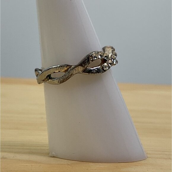 Silver Rhinestone Infinity Band Ring Womens Costume Jewelry - Picture 2 of 5
